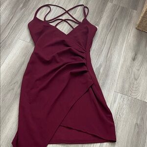 Windsor Burgundy Asymmetrical Strappy Dress
